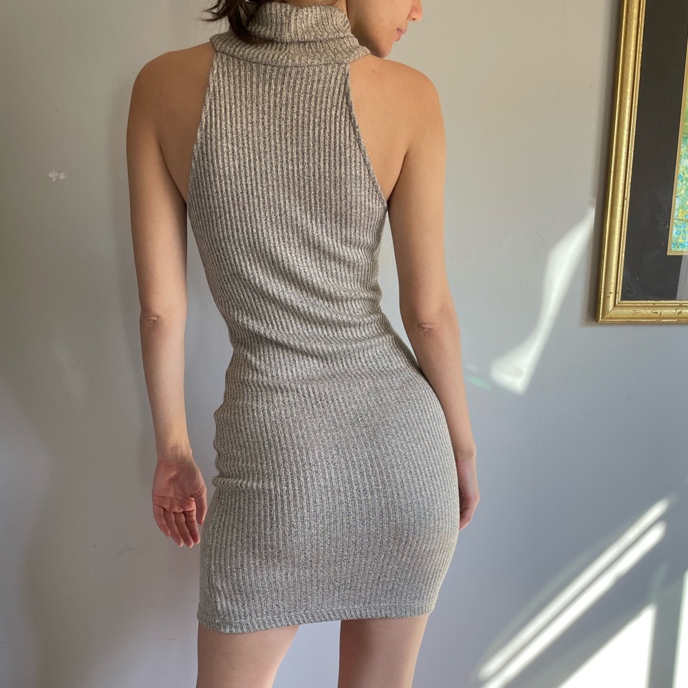 Topshop Turtleneck sleeveless bodycon knit dress